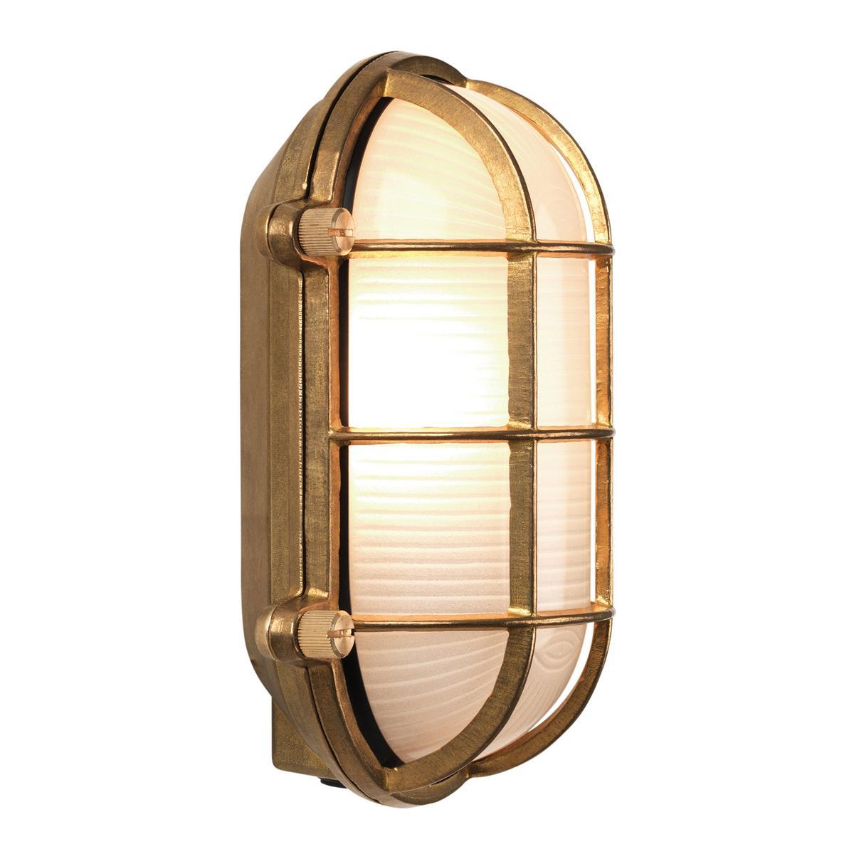 THURSO OVAL LED outdoor wall lamp in brass and glass