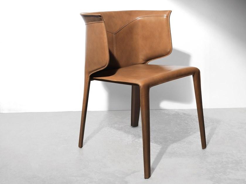 ANASTASIA Contemporary style upholstered tanned leather chair