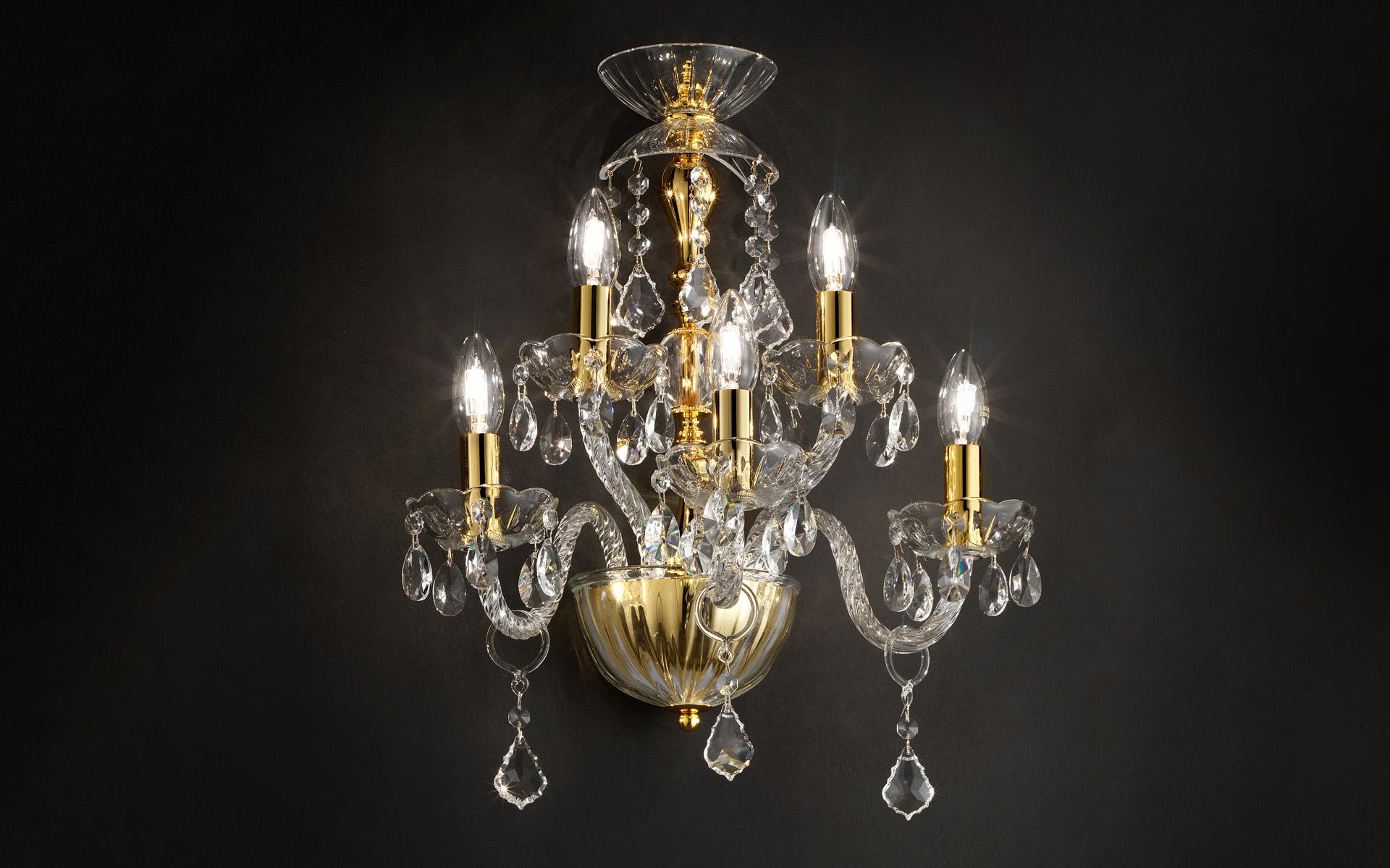GLASS VE 871 A3 / A5 / A12 Incandescent blown glass wall light with crystals