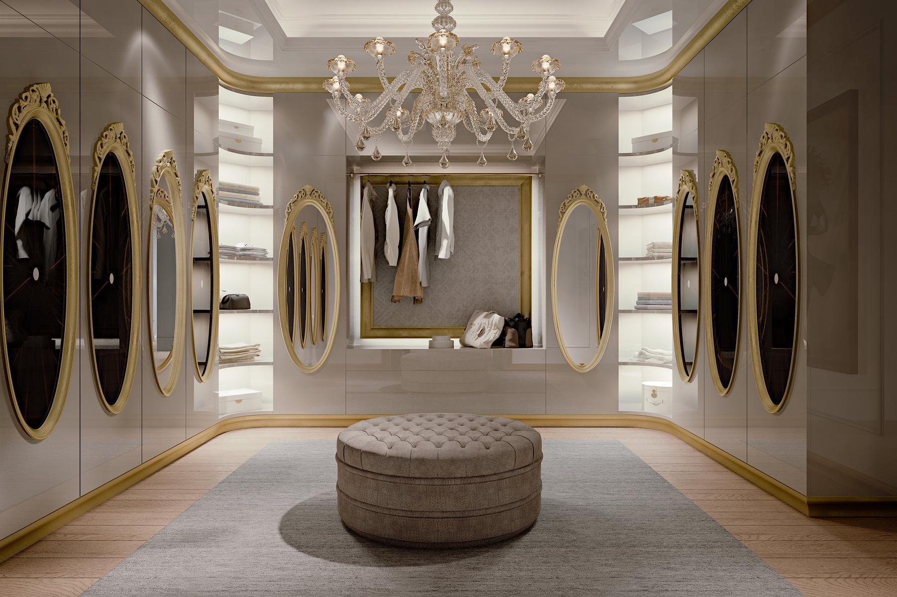 HOTEL DE VILLE Custom walk-in wardrobe with integrated lighting