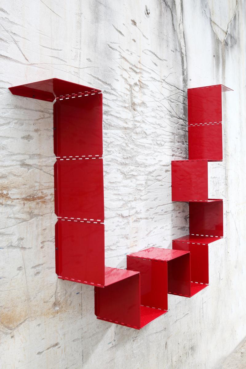 349 Wall-mounted modular iron bookcase