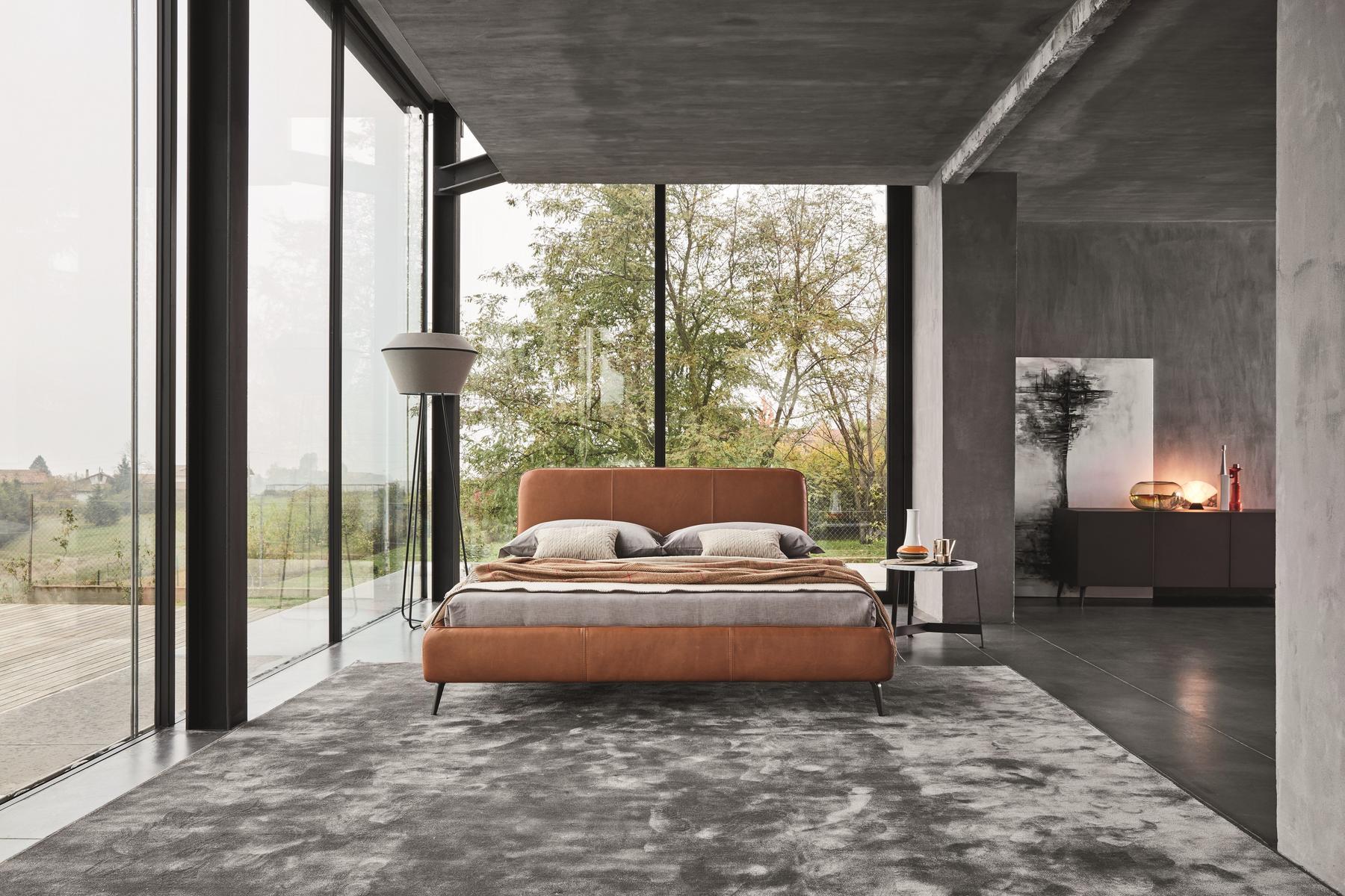 ARIS Upholstered bed with high headboard with upholstered headboard