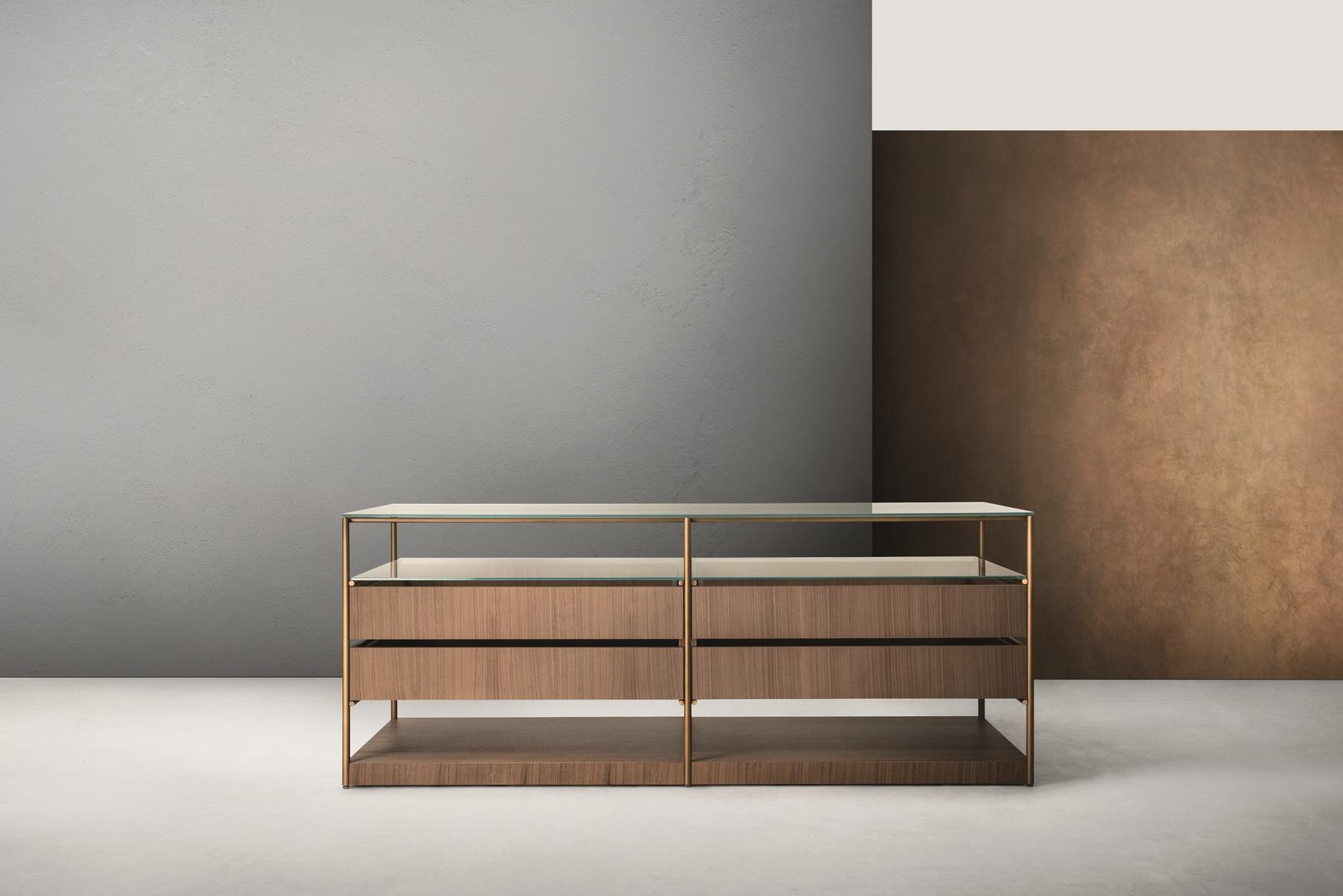 AREIA Wood and glass chest of drawers