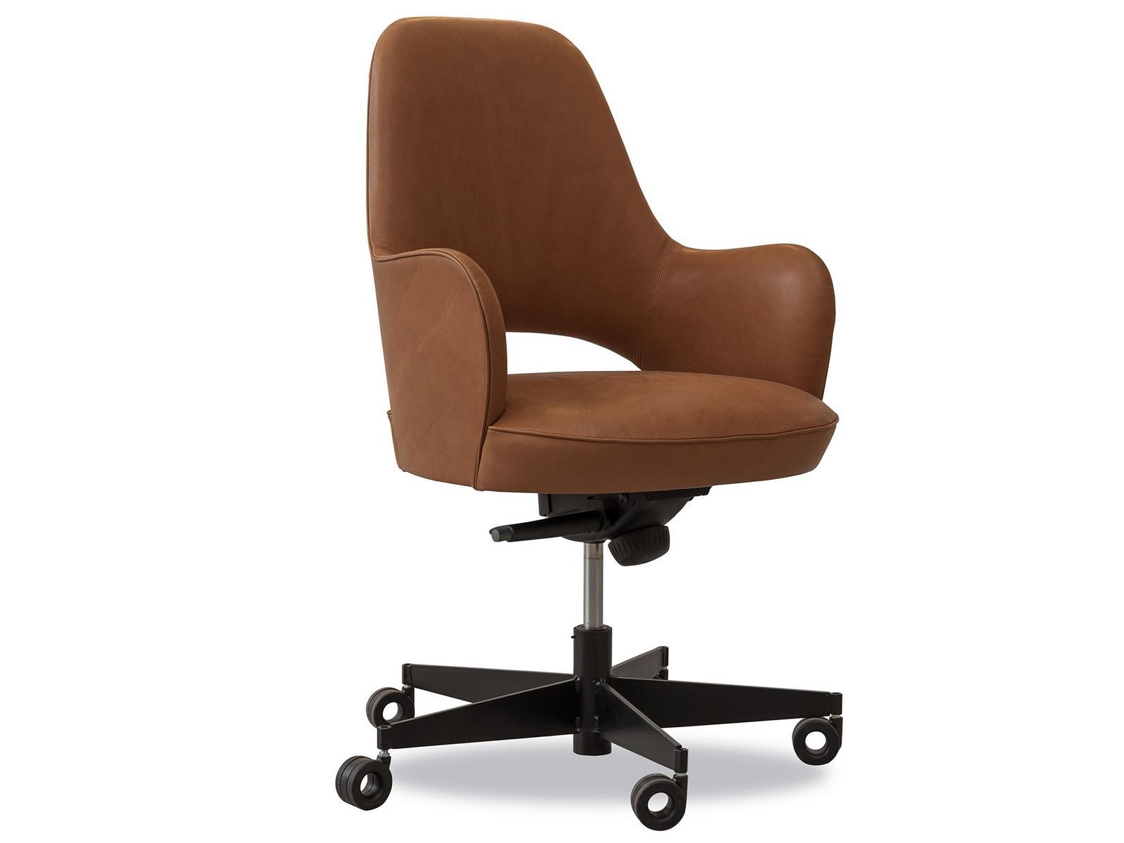 COLETTE OFFICE Height-adjustable leather office chair with castors