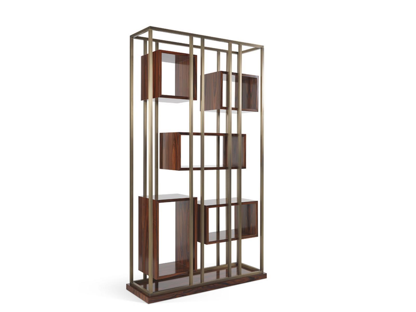 MACKINTOSH Open double-sided brass bookcase