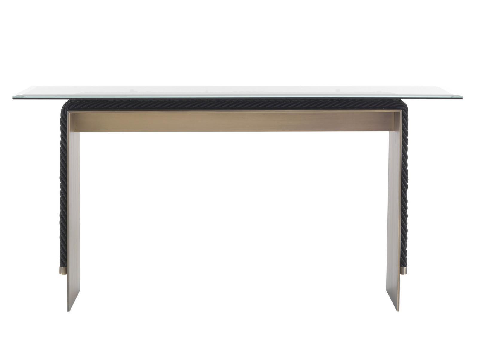 GLASGOW Rectangular metal and glass console table