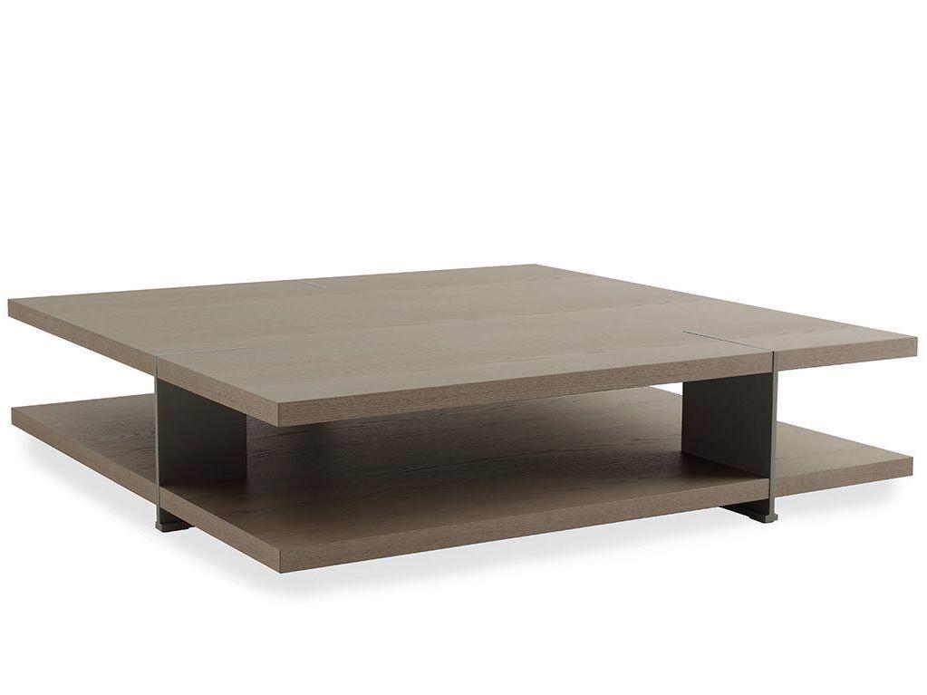 BRISTOL Low wood veneer coffee table with integrated magazine rack