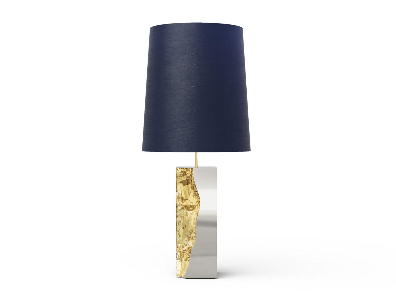 LAPIAZ Table lamp with stainless steel base and brass details