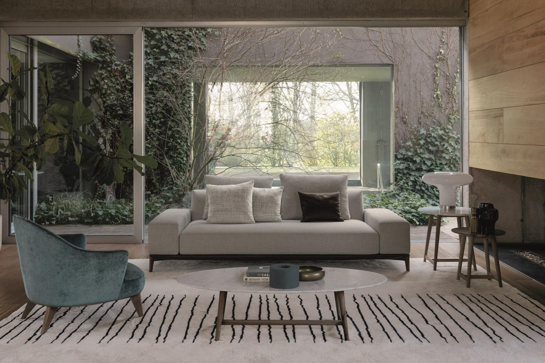 OVERPLAN Sectional fabric sofa with chaise longue