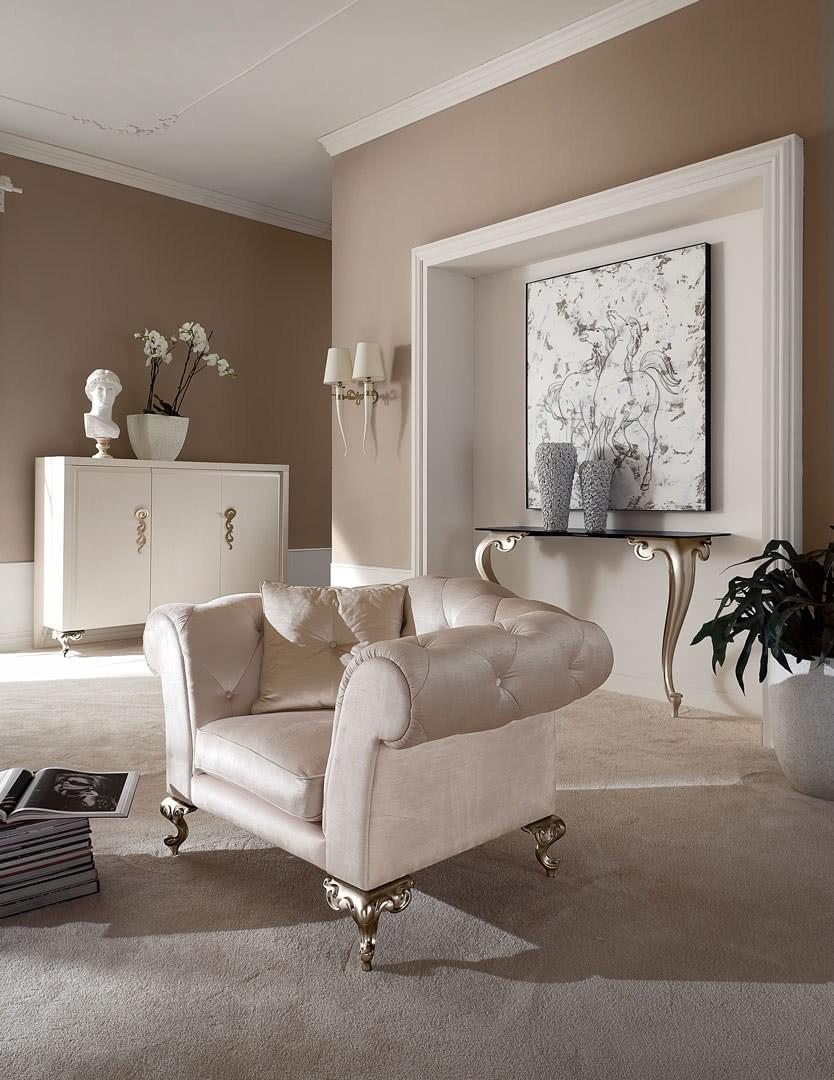 GEORGE Tufted nabuk armchair with armrests