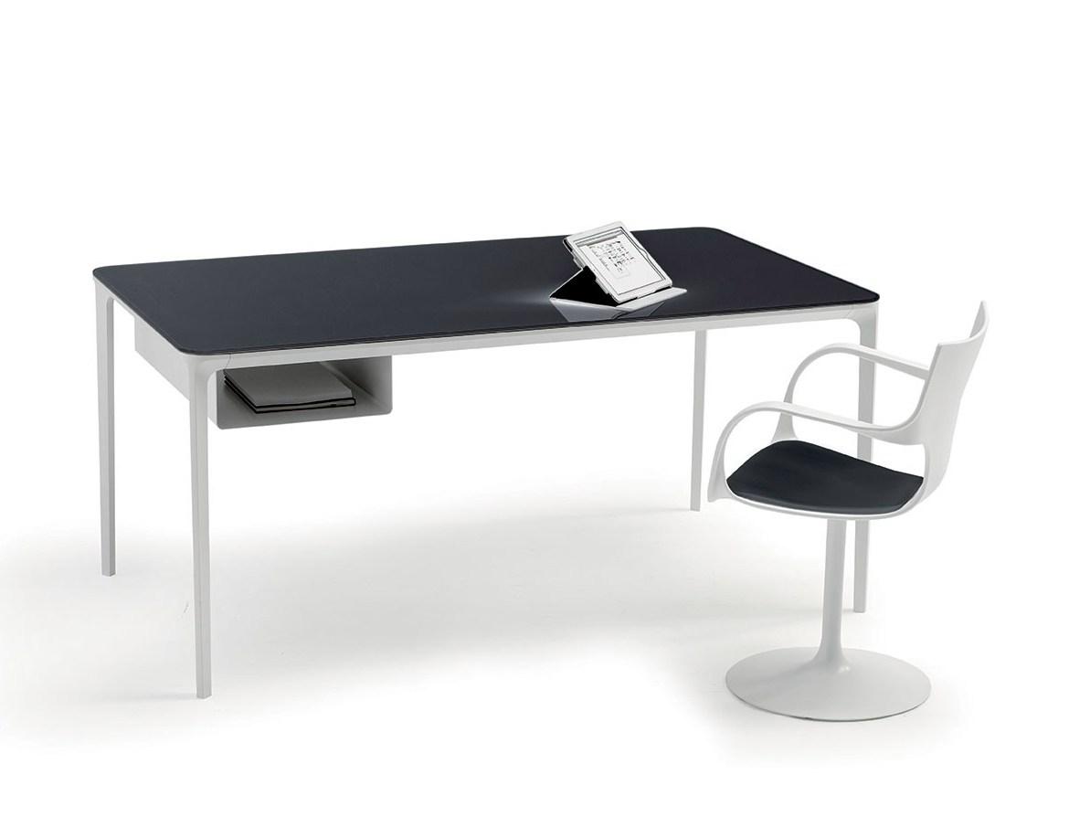 SLIM OFFICE Rectangular glass writing desk