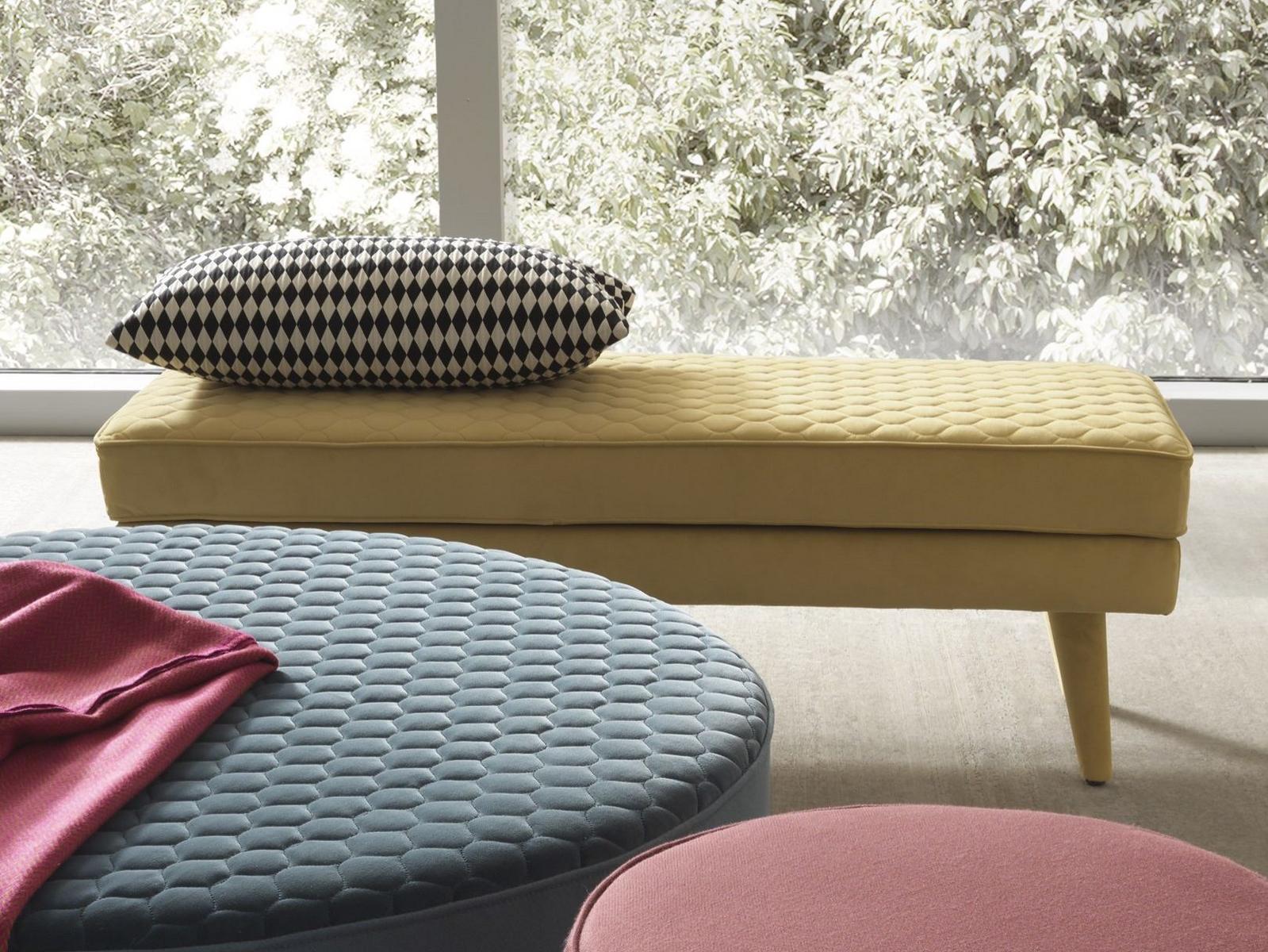 COROLLE Contemporary style upholstered fabric bench