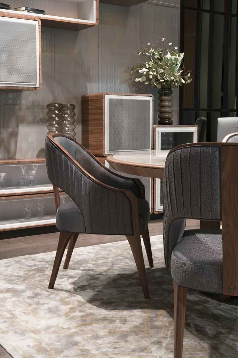 DEDALO Modular walnut TV cabinet with doors