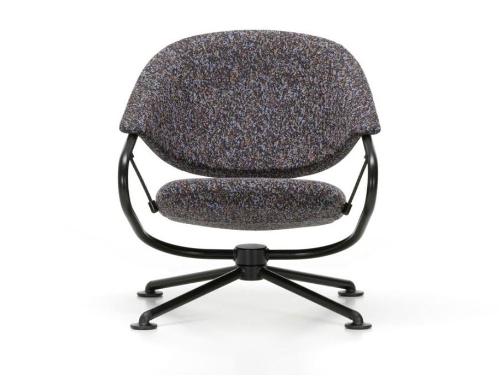 CITIZEN LOWBACK Swivel fabric easy chair with 4-spoke base with armrests