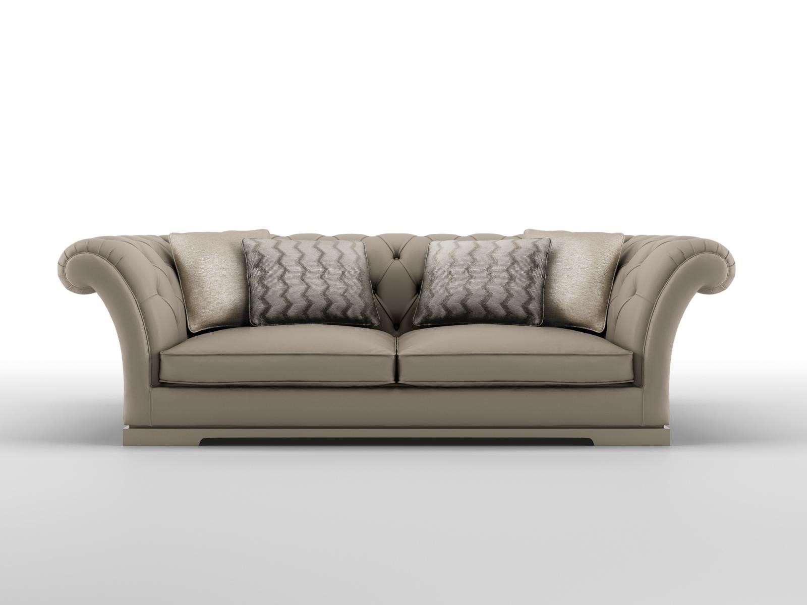 BABYLON Tufted 4 seater leather sofa