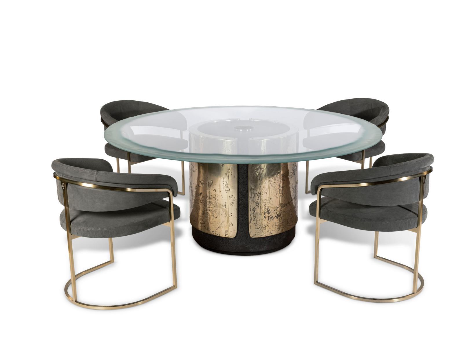 AMOS Round sandblasted glass dining table