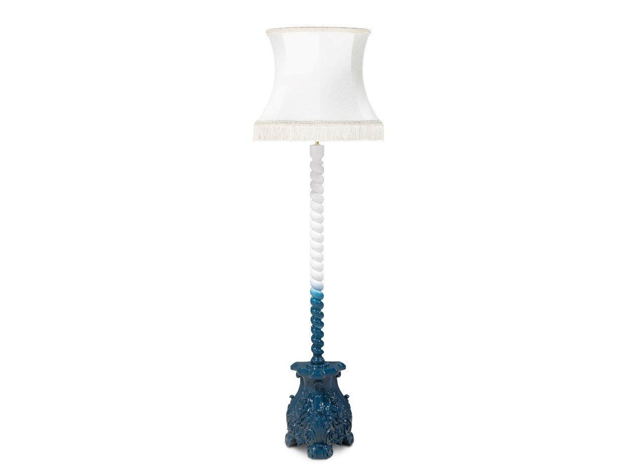 SKYSCRAPER BLUE Mahogany floor lamp