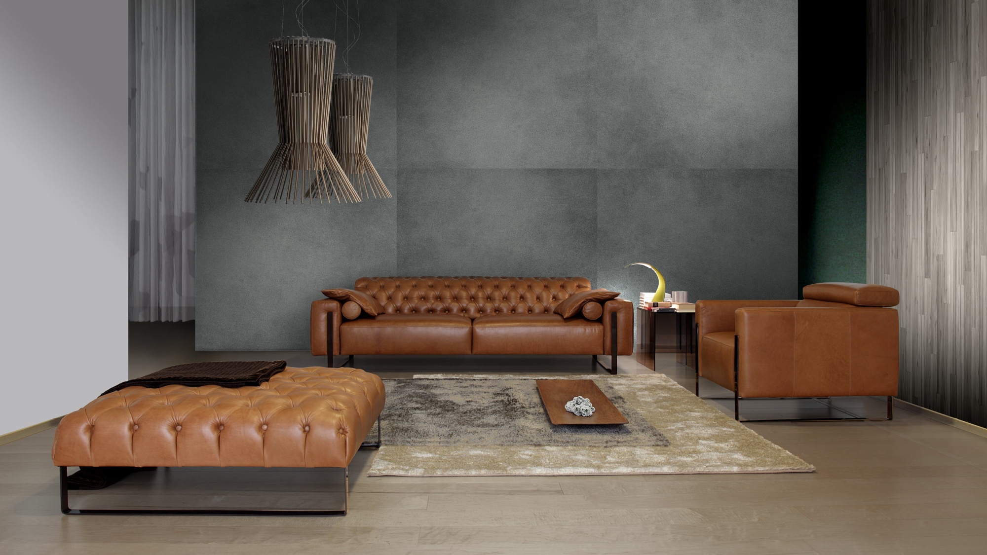 NIOBE Elegant Niobe sofa with classic tufted headboard blends craftsmanship and comfort, featuring optional motion seats, and a choice of leather, fabric, or microfiber coverings.