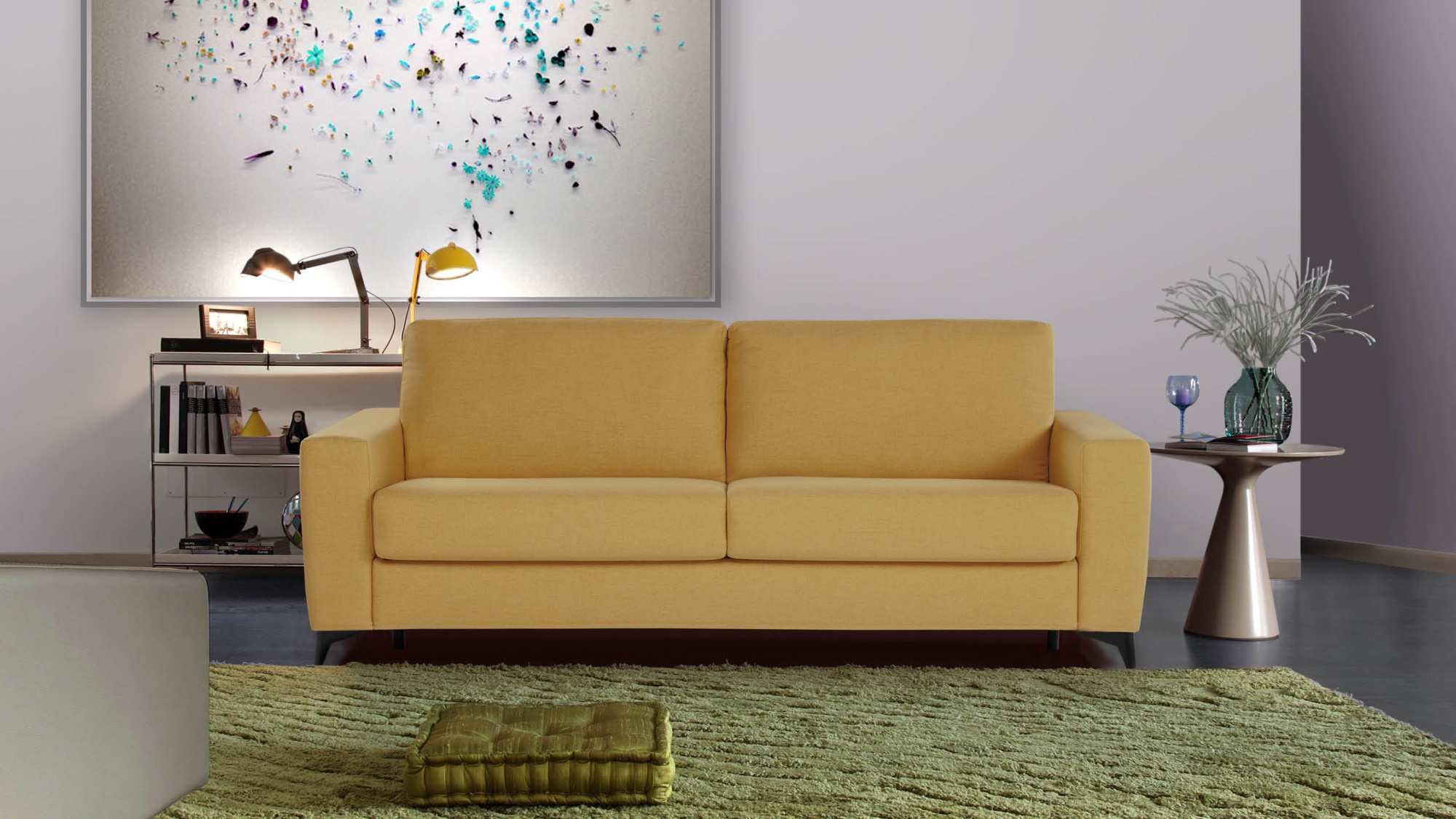 ALFA The Alfa sofa boasts a sleek, minimalist design ideal for any home, with options for a thicker mattress and an enclosed base.